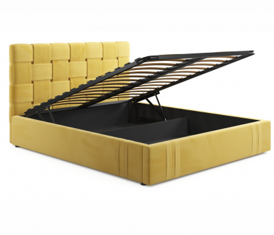 Купить мягкая кровать tiffany 1600 желтая с подъемным механизмом с матрасом астра | МебельСТОК