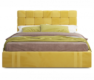 Купить мягкая кровать tiffany 1600 желтая с ортопедическим основанием с матрасом астра | МебельСТОК