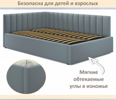 Купить мягкая кровать milena 1400 серая с подъемным механизмом | МебельСТОК