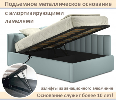 Купить мягкая кровать milena 1400 мята пастель с подъемным механизмом | МебельСТОК