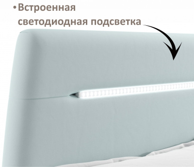 Купить мягкая кровать neo с подсветкой и подъемным механизмом мята пастель | МебельСТОК