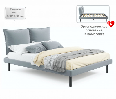 Купить мягкая кровать fly 1600 серая с ортопедическим основанием | МебельСТОК