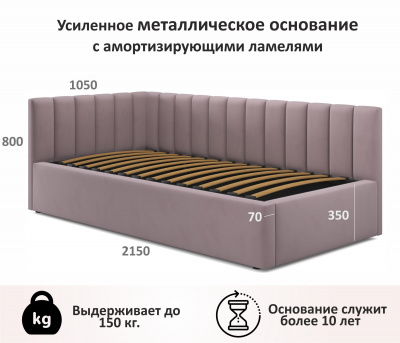 Купить мягкая кровать milena 900 лиловая с ортопедическим основанием | МебельСТОК