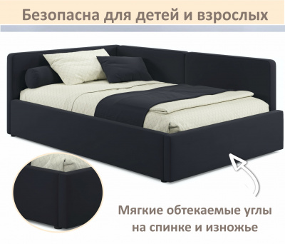 Купить мягкая кровать-тахта kapri 1200 черная c подъемным механизмом | МебельСТОК