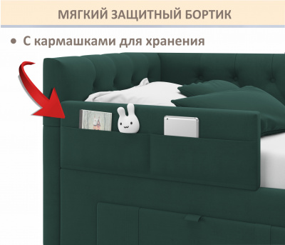 Купить мягкий защитный бортик изумруд | МебельСТОК