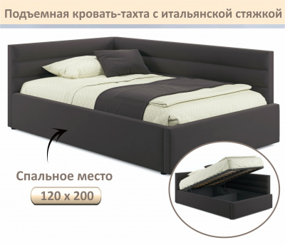 Купить мягкая кровать-тахта aura 1200 шоколад с подъемным механизмом | МебельСТОК