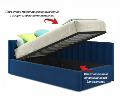 Купить мягкая кровать milena с бортиком 900 синяя с подъемным механизмом | МебельСТОК