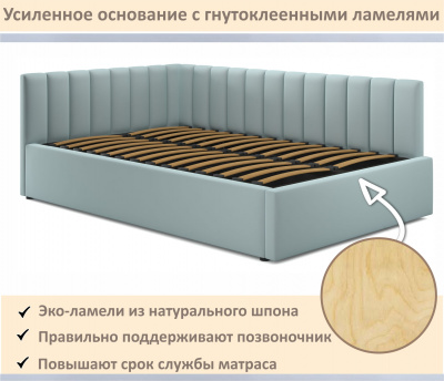 Купить мягкая кровать milena 1400 мята пастель с подъемным механизмом | МебельСТОК