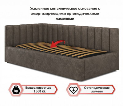 Купить мягкая кровать milena 900 кожа брауни с подъемным механизмом | МебельСТОК