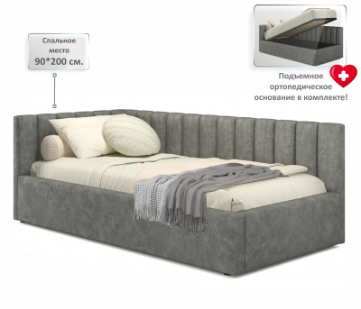 Купить мягкая кровать milena 900 кожа графит с подъемным механизмом | МебельСТОК