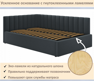 Купить мягкая кровать milena 1200 темно-серый маренго с подъемным механизмом | МебельСТОК