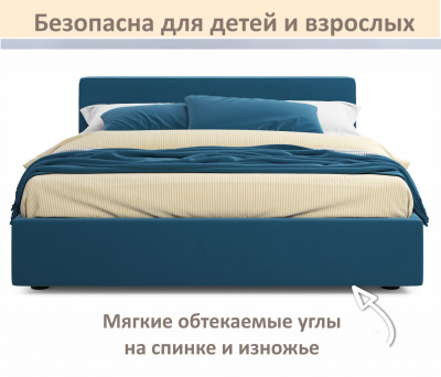 Купить мягкая кровать skandi 1600 синяя с подъемным механизмом | МебельСТОК