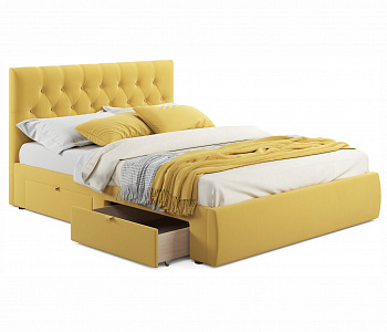 Купить мягкая кровать verona 1600 желтая с ящиками | МебельСТОК