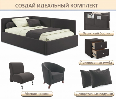 Купить мягкая кровать-тахта kapri 1200 шоколад c подъемным механизмом | МебельСТОК
