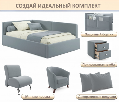 Купить мягкая кровать-тахта kapri 1200 серая c подъемным механизмом | МебельСТОК