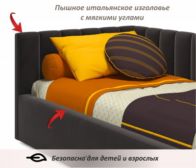 Купить мягкая кровать milena с бортиком 900 шоколад с подъемным механизмом | МебельСТОК