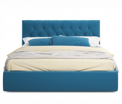Купить мягкая кровать verona 1600 синяя с ортопедическим основанием | МебельСТОК