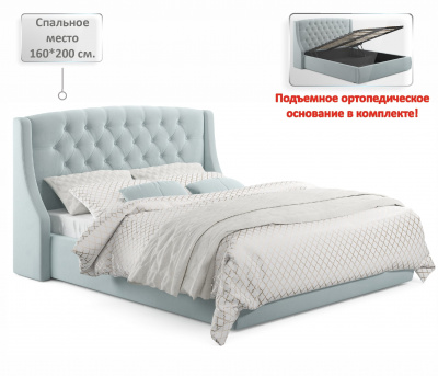 Купить мягкая кровать "stefani" 1600 мята пастель с подъемным механизмом с орт.матрасом астра | ZEPPELIN MOBILI