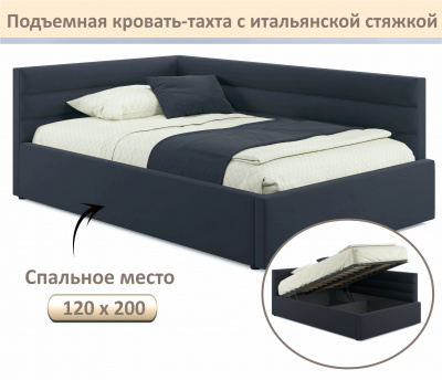 Купить мягкая кровать-тахта aura 1200 черная с подъемным механизмом | МебельСТОК