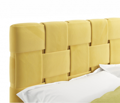 Купить мягкая кровать tiffany 1600 желтая с ортопедическим основанием с матрасом гост | МебельСТОК
