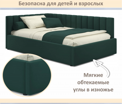 Купить мягкая кровать milena 1400 изумруд с подъемным механизмом | МебельСТОК