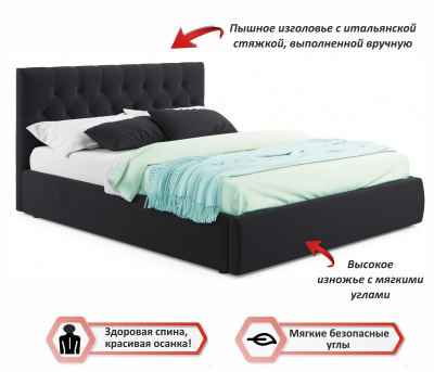 Купить мягкая кровать verona 1600 темная с подъемным механизмом | МебельСТОК
