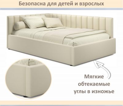 Купить мягкая кровать milena 1400 бежевая с подъемным механизмом | МебельСТОК