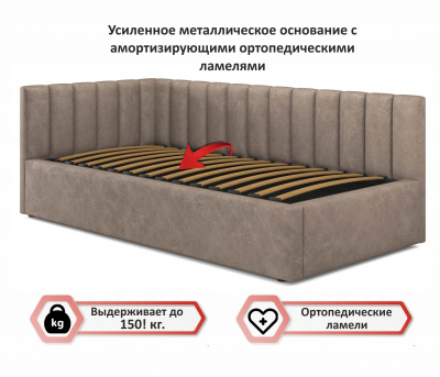 Купить мягкая кровать milena 900 кожа латте с ортопедическим основанием | МебельСТОК