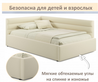 Купить мягкая кровать-тахта aura 1200 бежевая с подъемным механизмом | МебельСТОК
