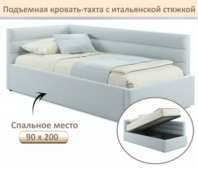 Купить мягкая кровать-тахта aura 900 мята пастель с подъемным механизмом | МебельСТОК