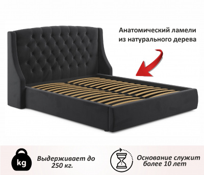 Купить мягкая кровать "stefani" 1600 темная с ортопед. основанием с матрасом астра | ZEPPELIN MOBILI