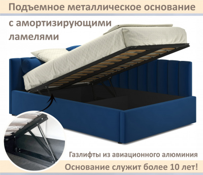 Купить мягкая кровать milena 1400 синяя с подъемным механизмом | МебельСТОК