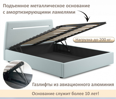 Купить мягкая кровать neo с подсветкой и подъемным механизмом мята пастель | МебельСТОК
