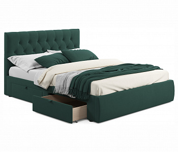 Купить мягкая кровать verona 1600 изумруд с ящиками | МебельСТОК