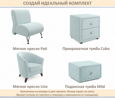 Купить мягкая кровать milena 1400 мята пастель с подъемным механизмом | МебельСТОК