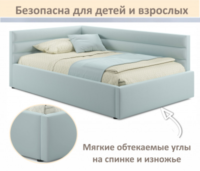 Купить мягкая кровать-тахта aura 900 мята пастель с подъемным механизмом | МебельСТОК