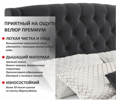Купить мягкая кровать "stefani" 1800 темная с ортопед. основанием с матрасом астра | ZEPPELIN MOBILI
