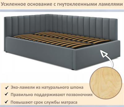 Купить мягкая кровать milena 1400 серая с подъемным механизмом | МебельСТОК