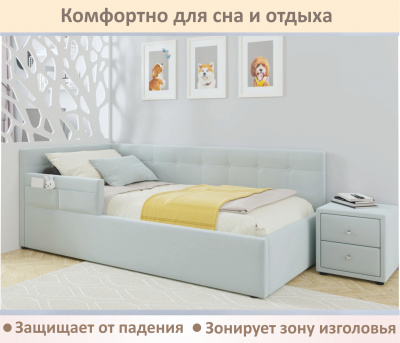 Купить мягкий защитный бортик мята пастель | МебельСТОК