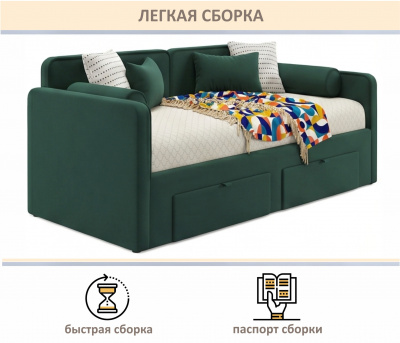 Купить мягкая кровать эмили 900 c ящиками изумруд | МебельСТОК
