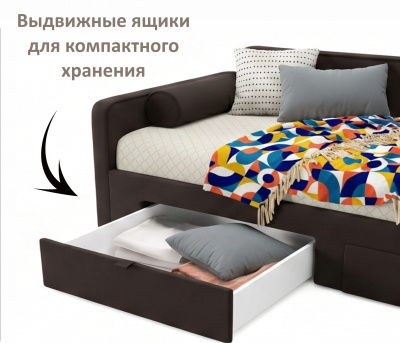 Купить мягкая кровать эмили 900 c ящиками шоколад | МебельСТОК