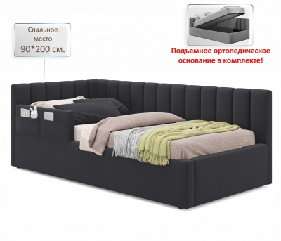 Купить мягкая кровать milena с бортиком 900 темная с подъемным механизмом | МебельСТОК