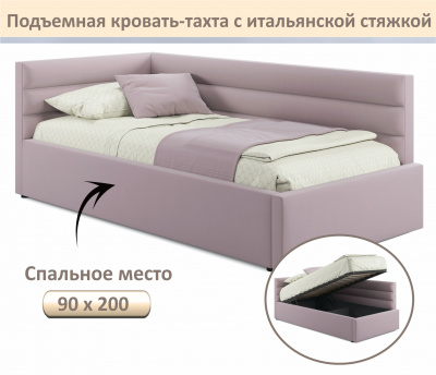 Купить мягкая кровать-тахта aura 900 лиловая с подъемным механизмом | МебельСТОК